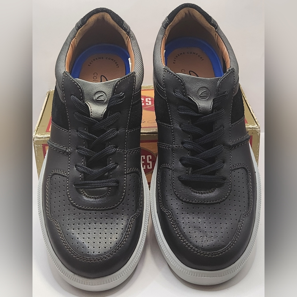 Clarks Cambro Race men's sneakers in black leather and sued Size 8 NWOT